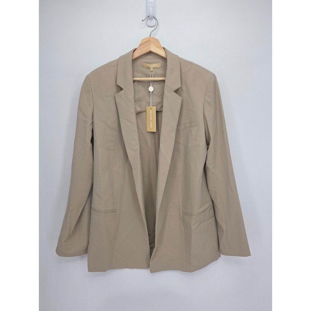 New Michael Kors Collection Virgin Wool Stretch Beige Blazer Jacket Size 8